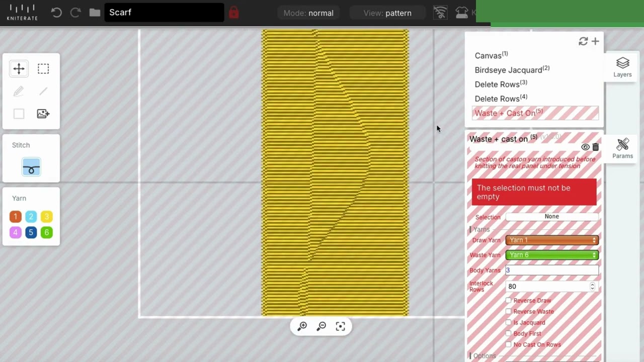 Design a Jacquard scarf with Kniterate