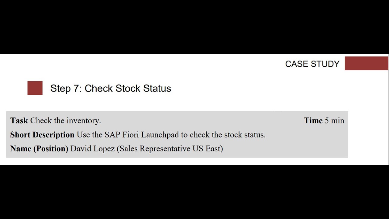 SAP Fiori (SD Process) - Step 7: Check Stock Status