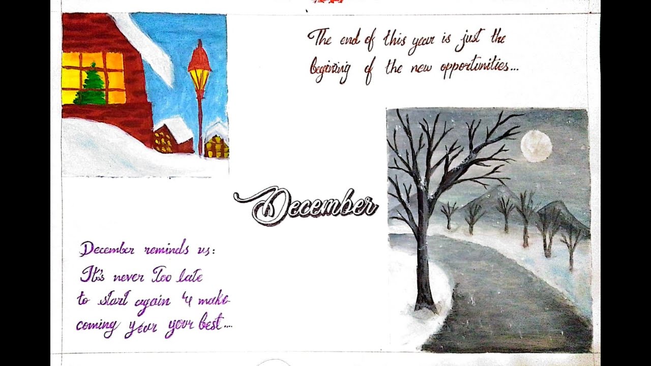 December | Beautiful Painting & Calligraphy with Motivational Quotes 🎨✨ #winterpainting #painting