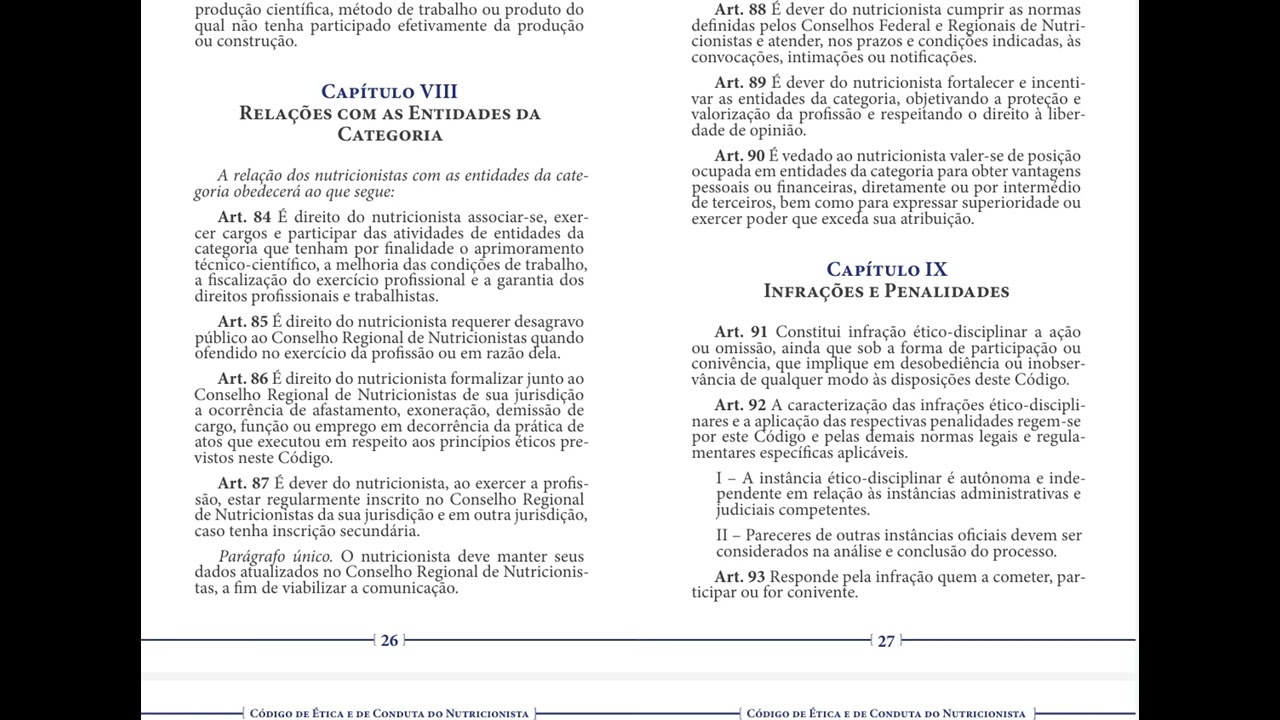 Código de Ética e de Conduta dos Nutricionistas