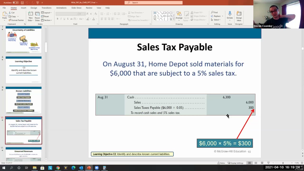 Short Term Liabilities Accounting 101 - Chapter 9 Spring '21 - Note Payable and Tax Liabilities