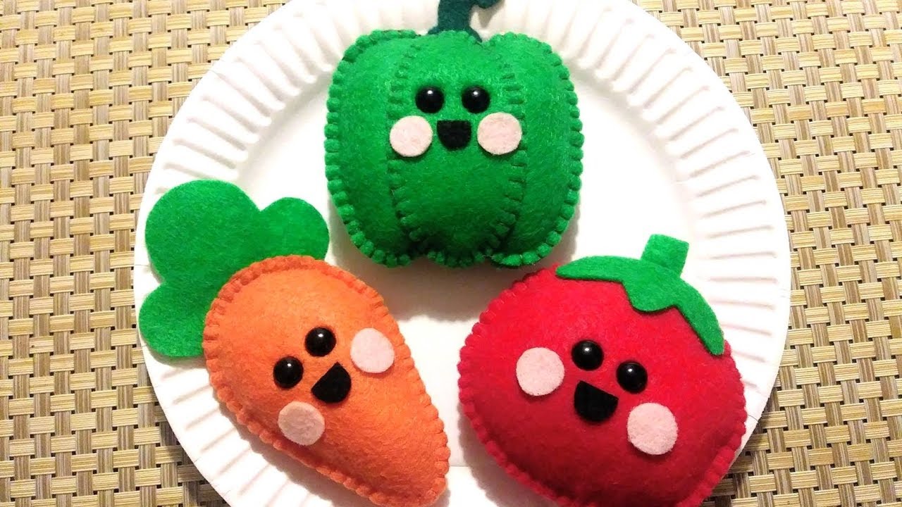 Veggie Plush Tutorial (Carrot, Tomato, and Bell Pepper) | Easy & Cute Felt Food Craft