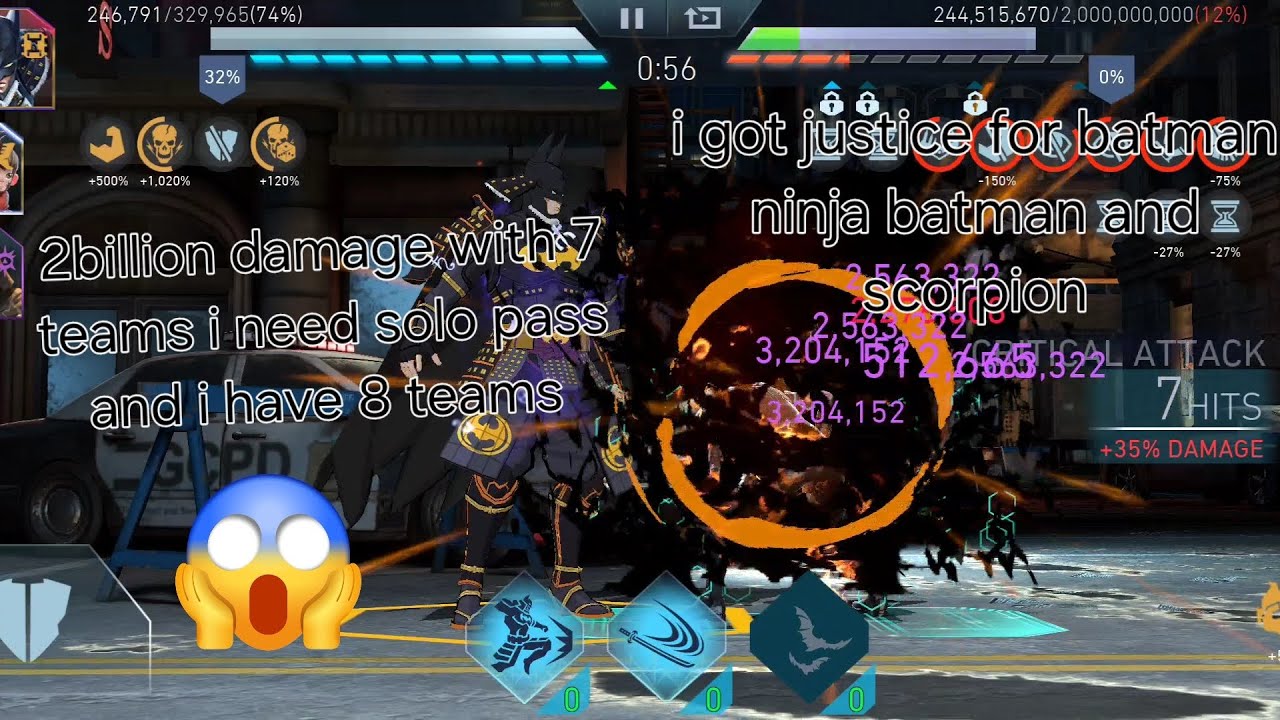 I got justice for batman ninja batman and scorpion against the same bosses with the same teams