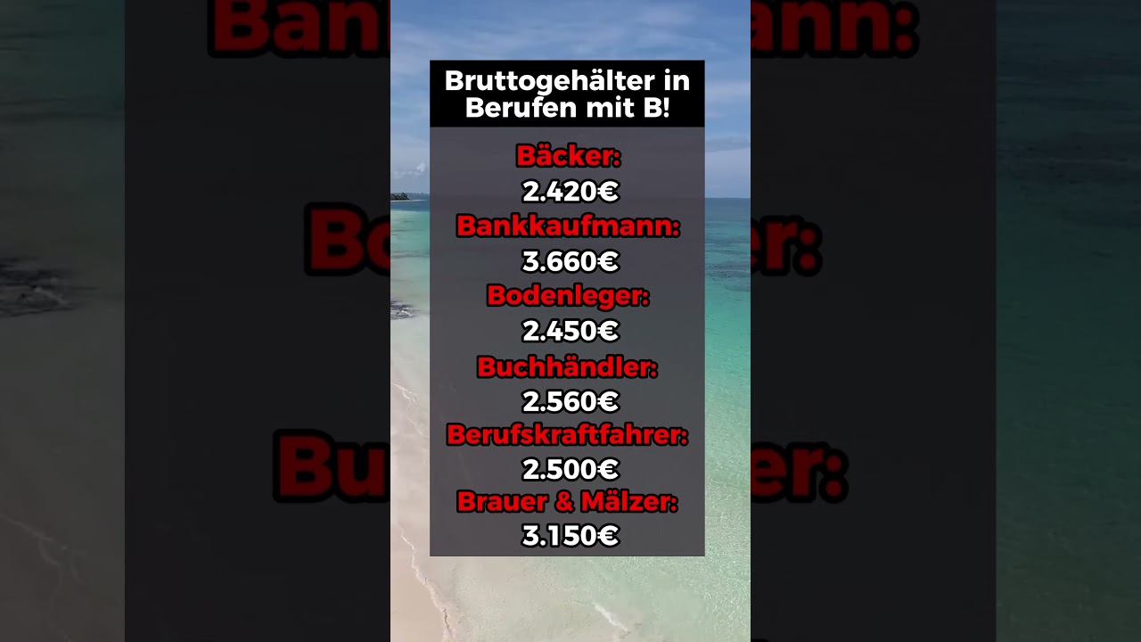 Gehälter in Berufen mit Buchstabe B!