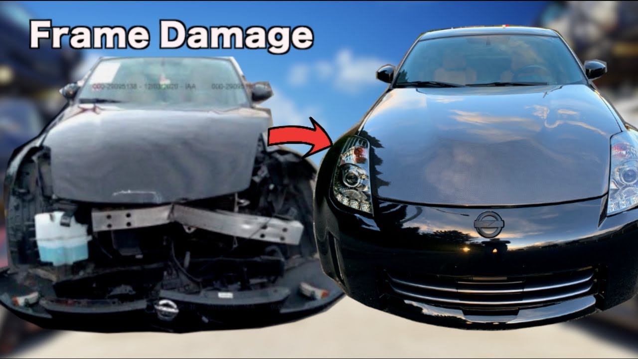 Ремонт аварийного Nissan 350z с поврежденной рамой