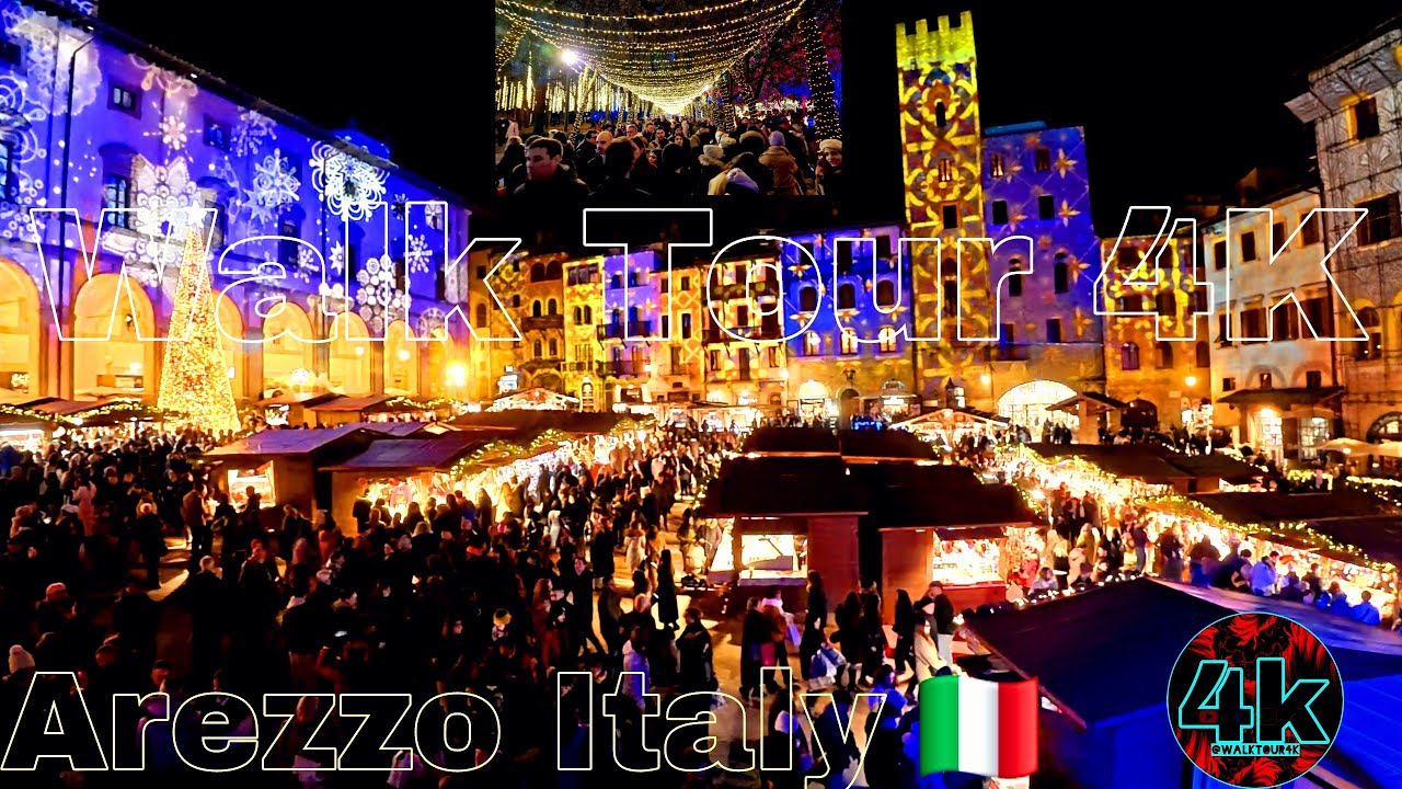 🇮🇹 Arezzo Italy 🇮🇹 Christmas Markets  Walking Tour 4K 60 fps UHD The Best city #arezzo @WalkTour4K