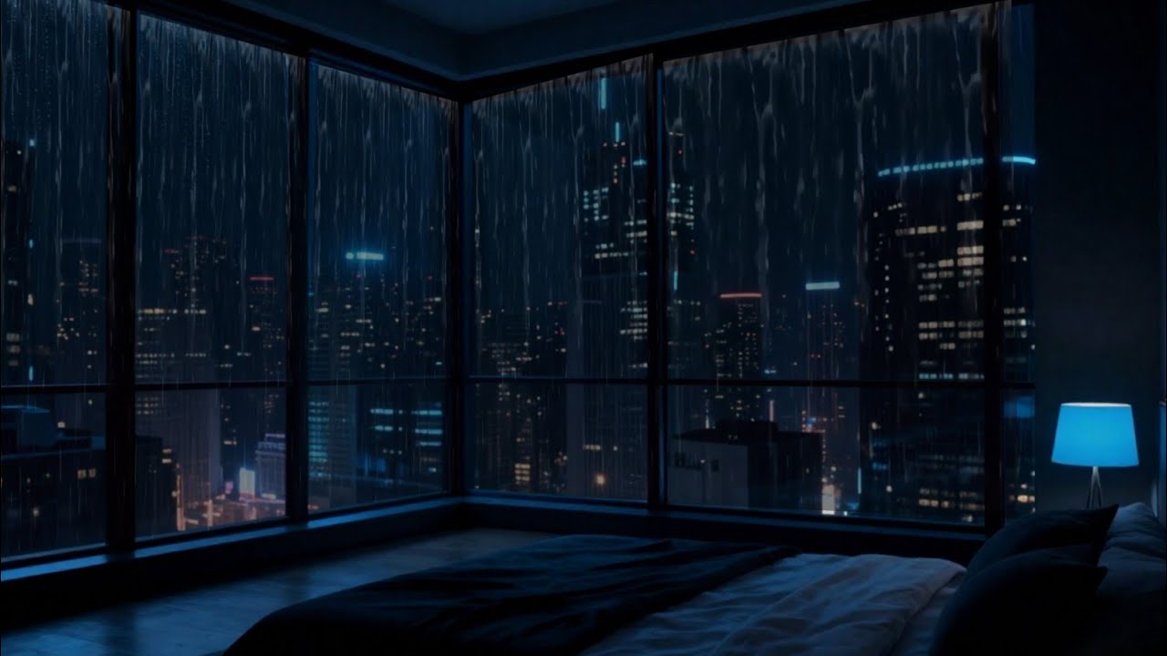 Urban Rain Sounds for Deep Sleep | Relaxing Night Room ASMR