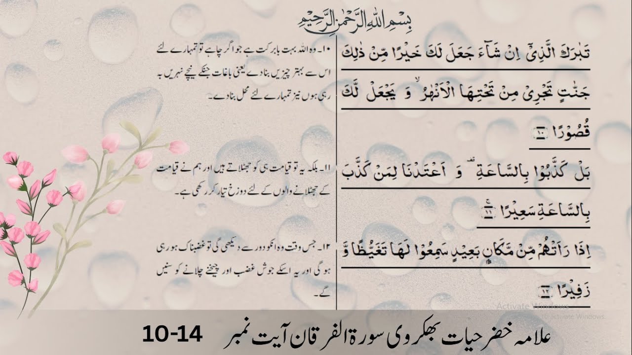 Surah Al-Furqan Ayat no 10-14|Allama|Khizar|Hayat|علامہ خضر حیات بھکروی      سورۃ الفرقان آیت نمبر