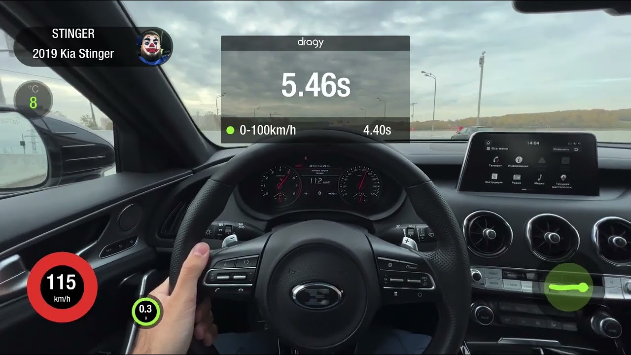 Kia stinger GT 0-100, 0-200, 1/4 mile