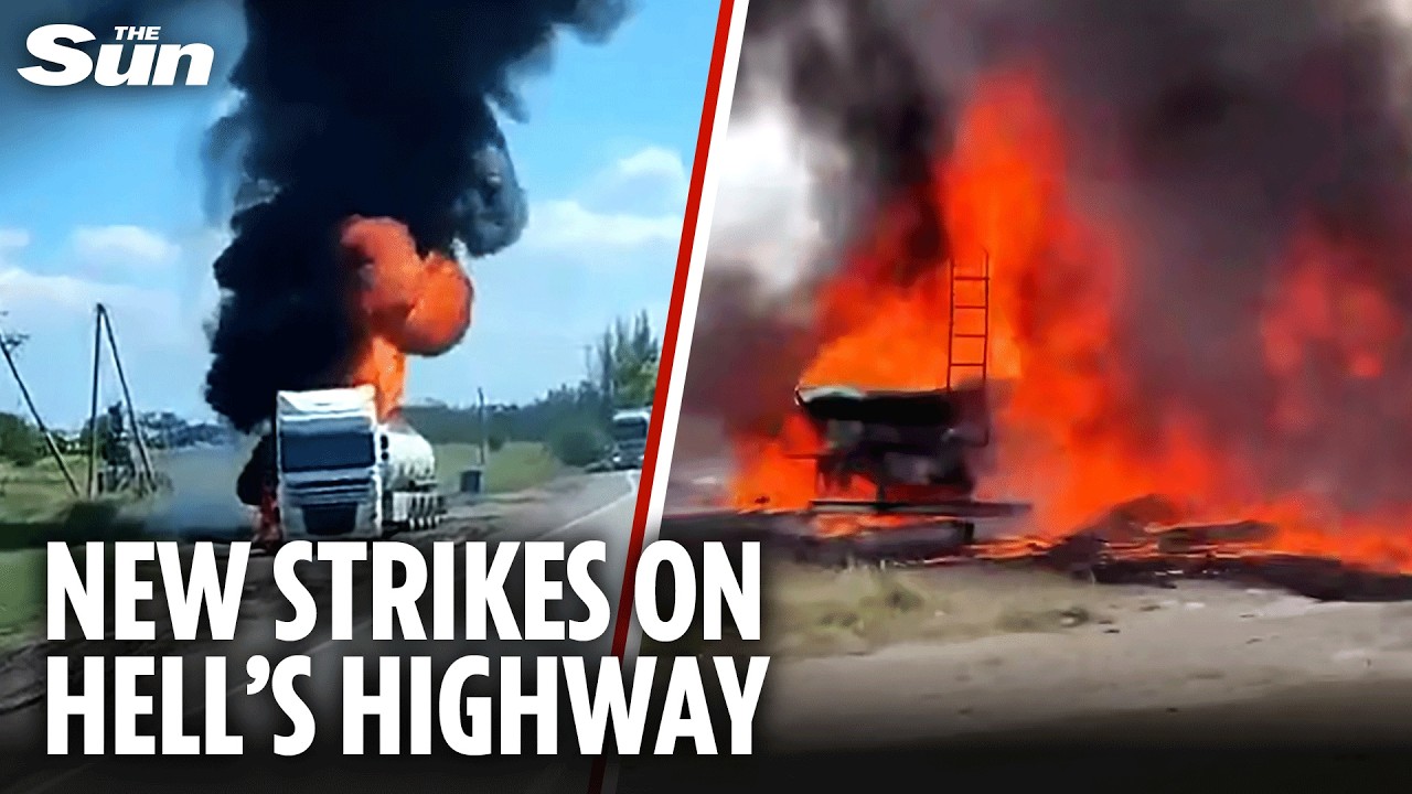 Ukraine strikes leave 'Hell&rsquo;s Highway' littered with burning wrecks as Putin loses grip on key route