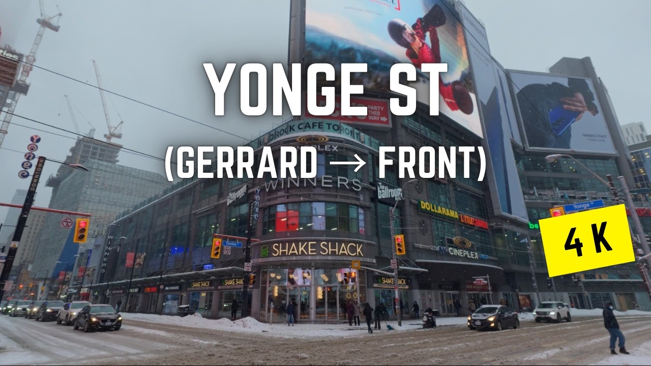 Toronto 🇨🇦 Winter Walk ❄️ | Yonge St: Gerrard to Front, 4K