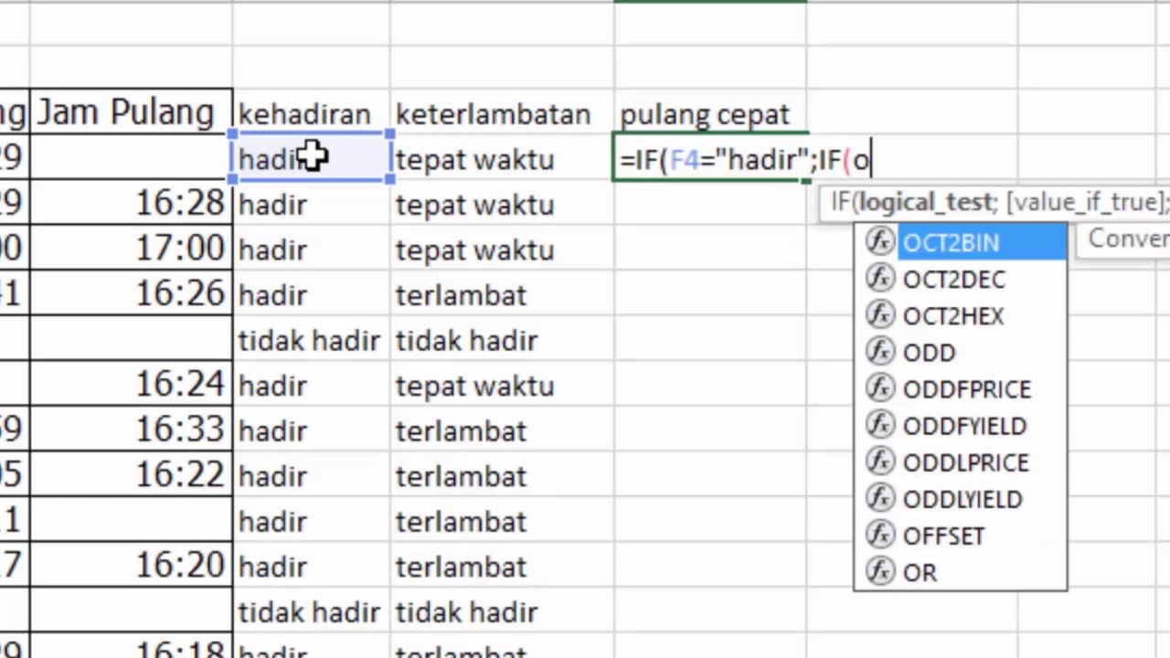 Tutorial Menguji Ketepatan Waktu (IF, OR, AND, dan TIME) pada Ms. Excel