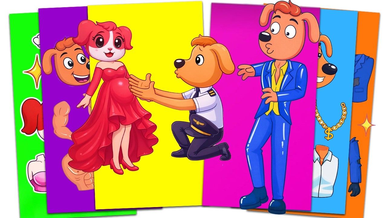 Rich SHERIFF LABRADOR was surprised by the pregnancy PAPILLON    Sticker Book DIY