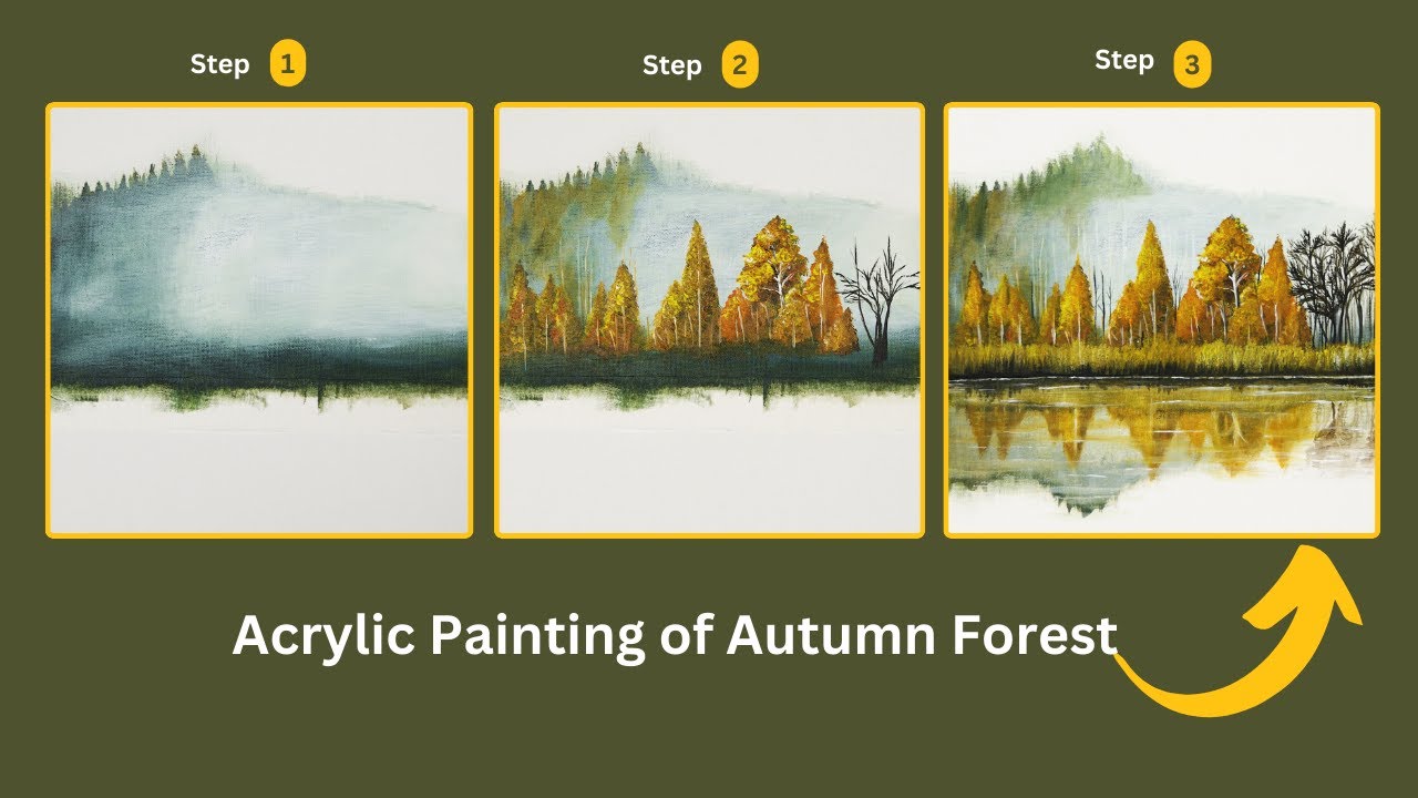 Acrylic Painting of Autumn Forest #Painting #acrylic #toturial