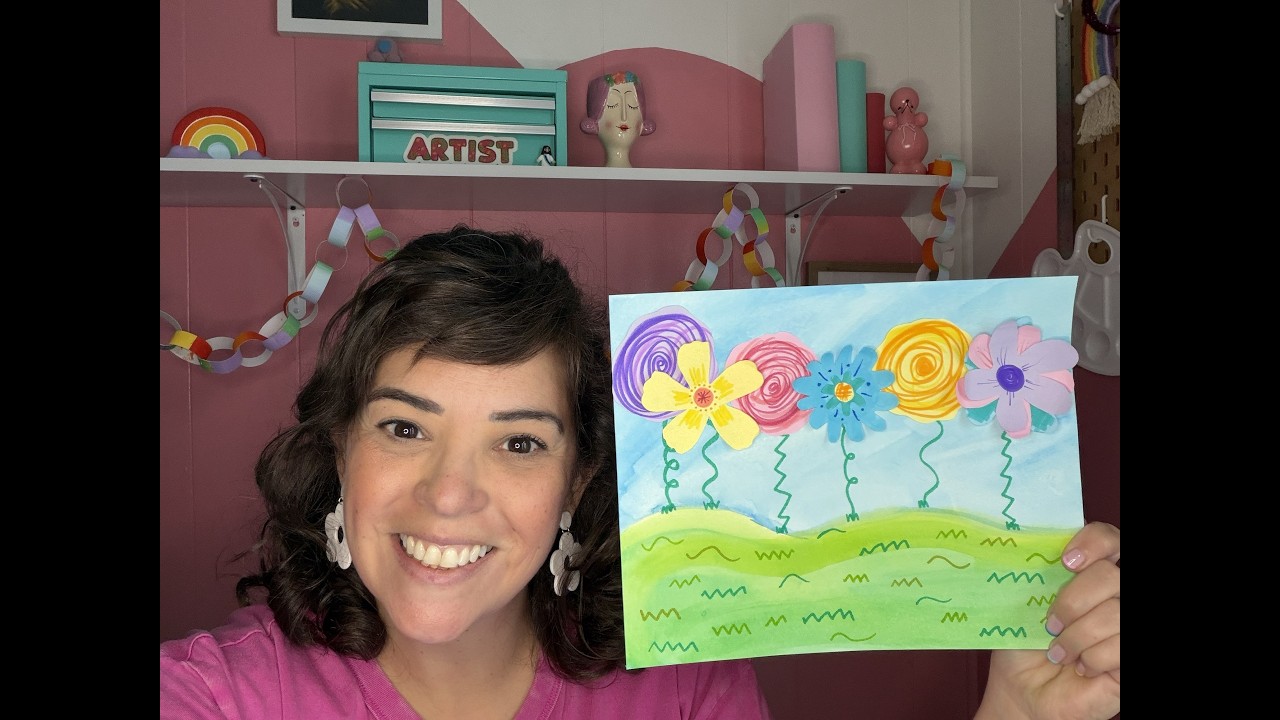 🌸 Dancing Garden Lines | Easy Spring Art Project for Kids
