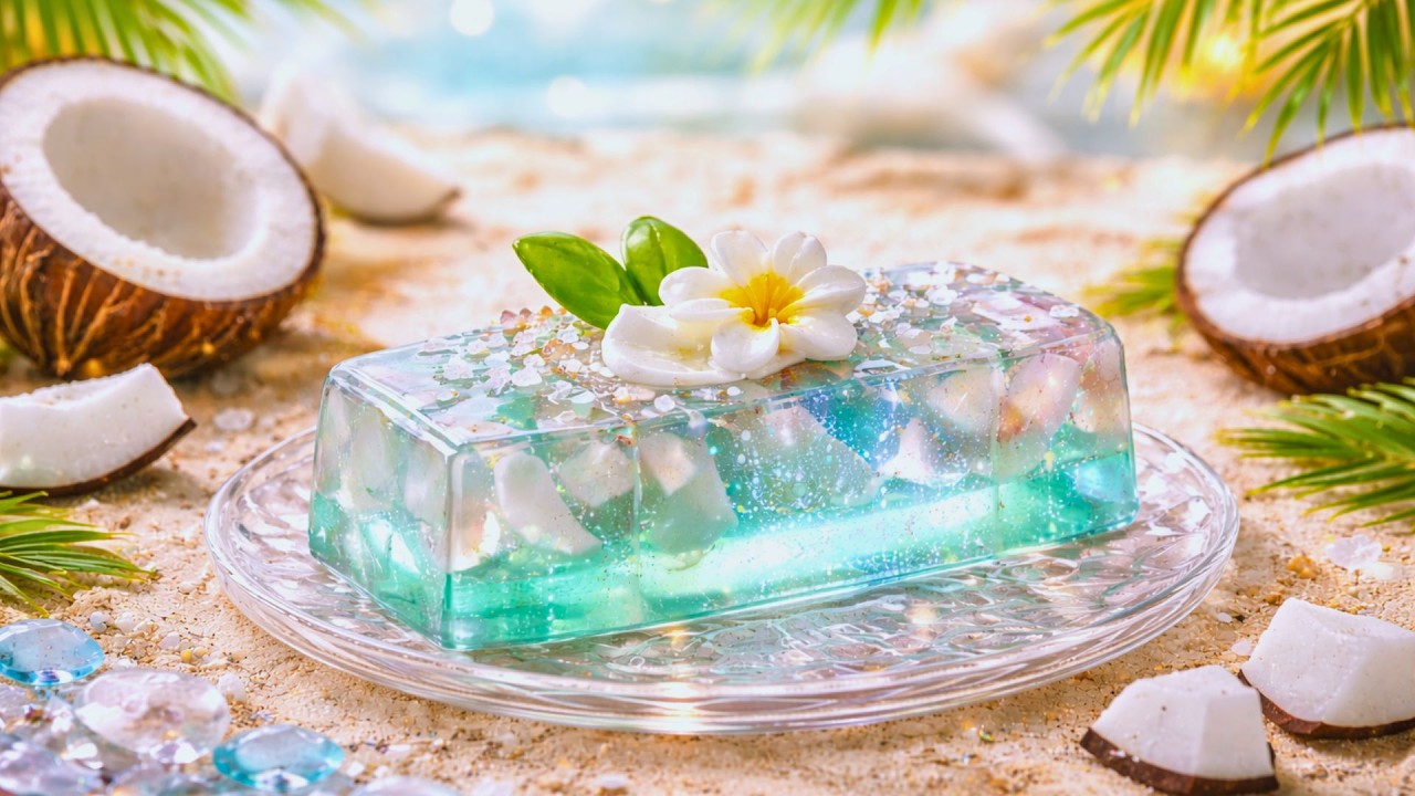Which Coconut Glass Bar Would You Cut First? 🥥🔪 Ultra Real ASMR