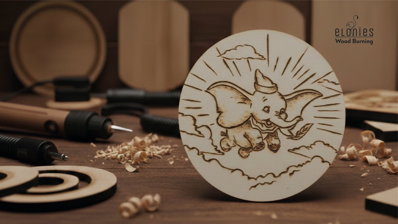🐘✨ Wood Burning Art | The Magical Flight of Dumbo #woodburning #pyrography #dumboart