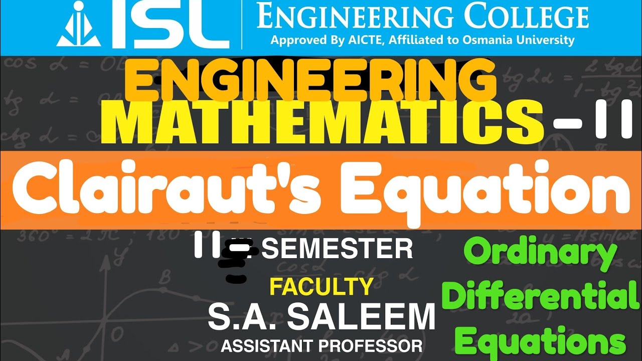 Clairaut's Equation | Differential Equations | Engineering Mathematics-1