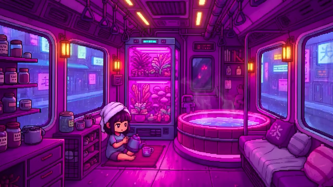 3 Hour of Pixel Train Ghibli Journey – Cozy Cabins, Soft Rain and Nostalgic Silence