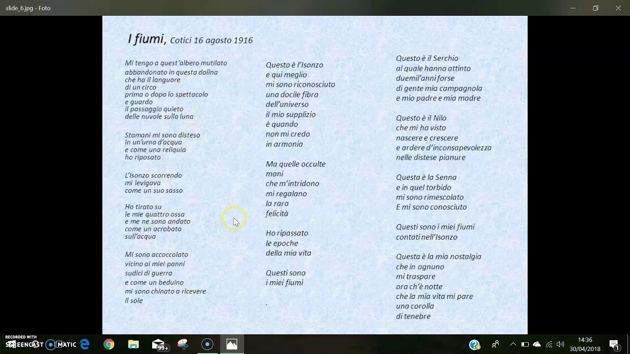 Una poesia per stare meglio 23 Ungaretti, I fiumi