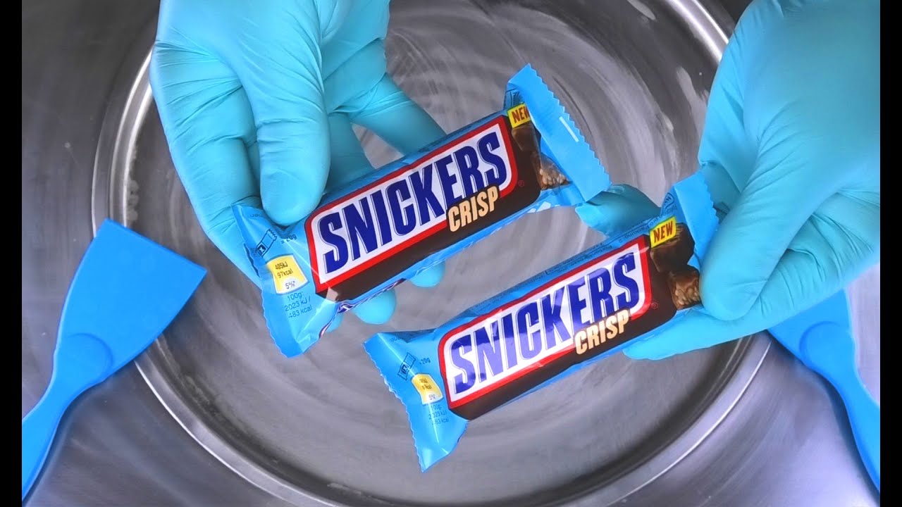 Ice Cream Rolls | satisfying Snickers rolled Ice Cream with Snickers Crisp Chocolate Bar | ASMR Food