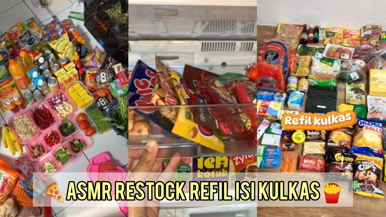 ASMR Restock and Refil Isi Kulkas part 119🍟🧆🍨