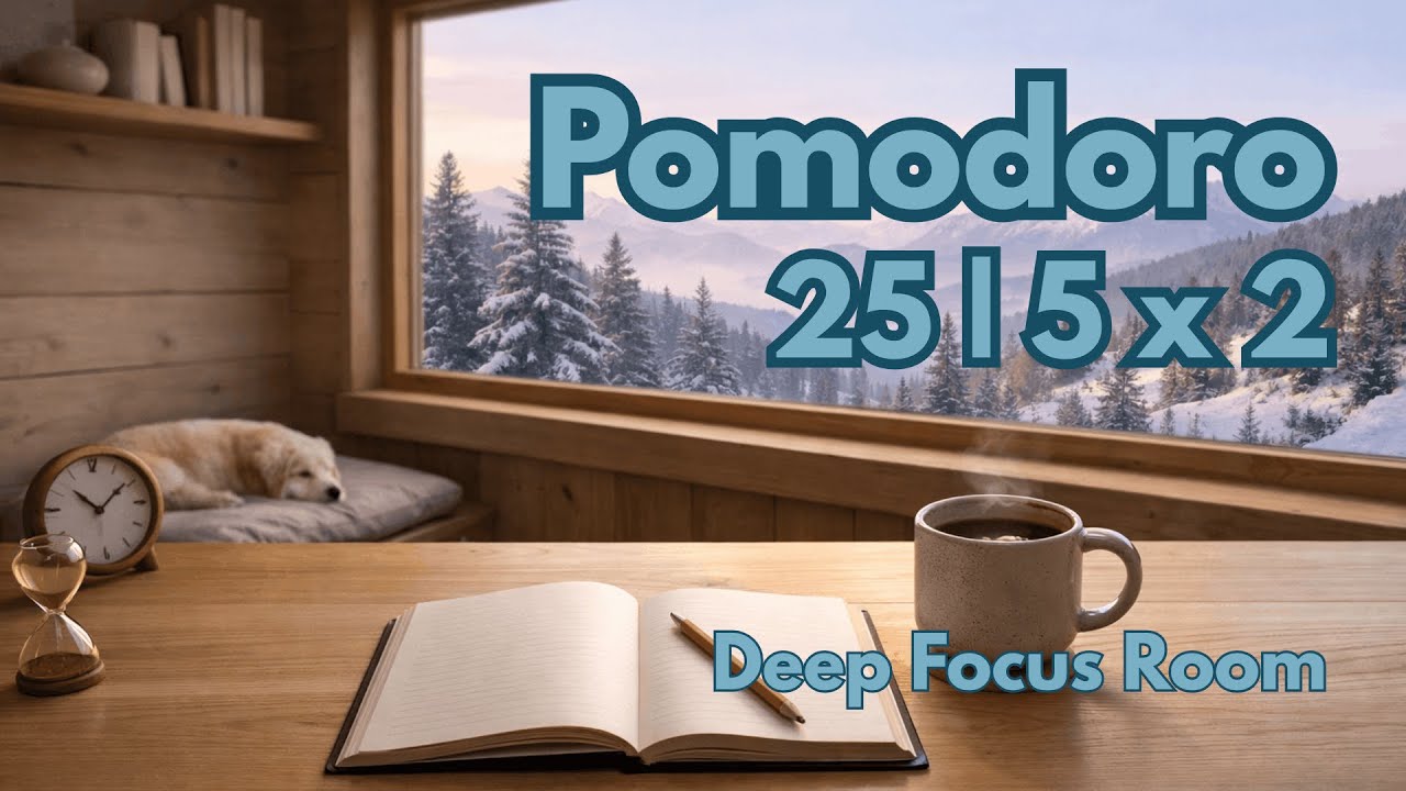 25/5 Pomodoro Timer x2 | Pink Noise | Calm Morning Focus
