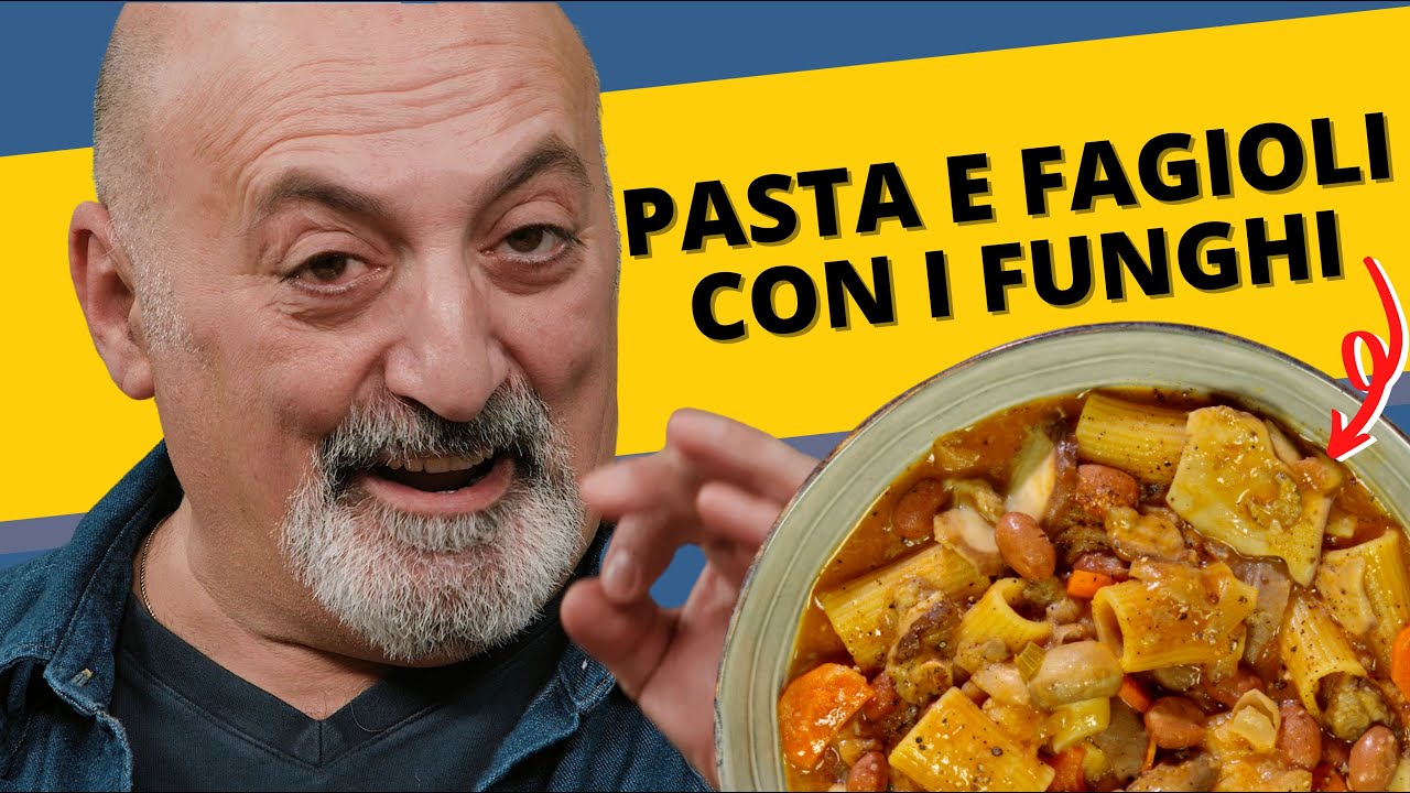 Макароны и фасоль с грибами