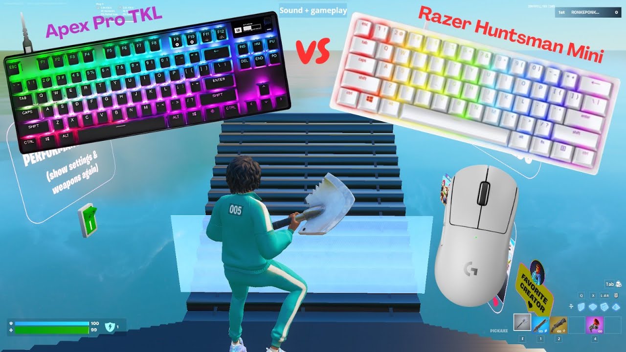 Razer Huntsman Mini vs. Apex Pro TKL 😴 Fortnite Keyboard Sounds Gameplay