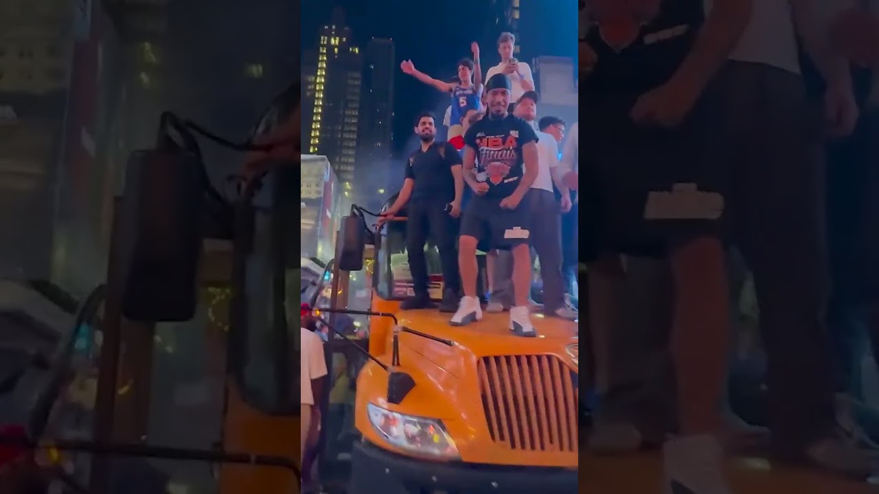 Knicks Fans Set School Bus on FIRE During NBA Championship Celebration Madness #shorts