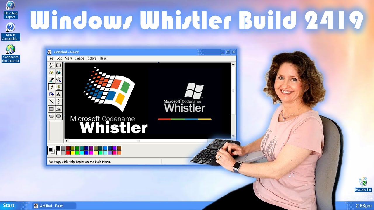 Mum Tries Out Windows Whistler Build 2419 (2001)