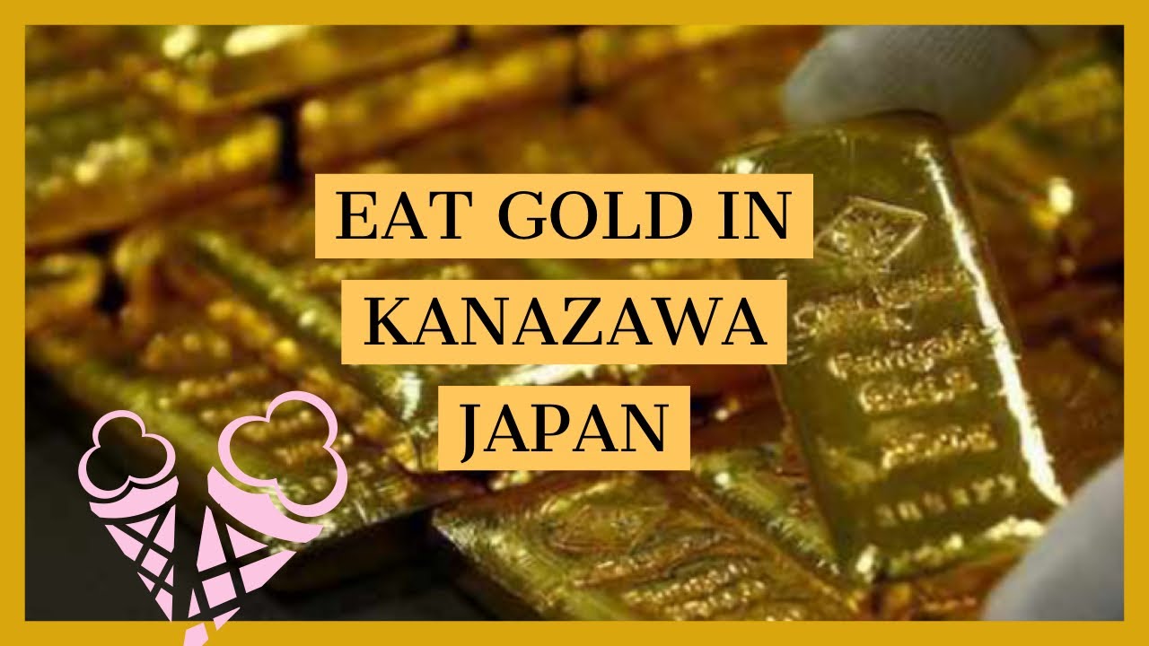 Kanazawa Japan Gold topped ice cream and chocolate. The famous gold leaf ice cream Hakuichi