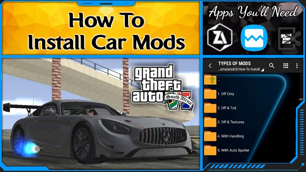 How To Install All Types Of Car Mods In GTA SA ANDROID | Dff Only, Dff + Txd, Handling, Auto Spoiler