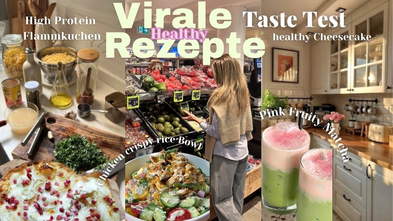 virale TIKTOK REZEPTE testen (Crispy Rice Salad, Strawberry Matcha, healthy cake & Protein Rezepte)