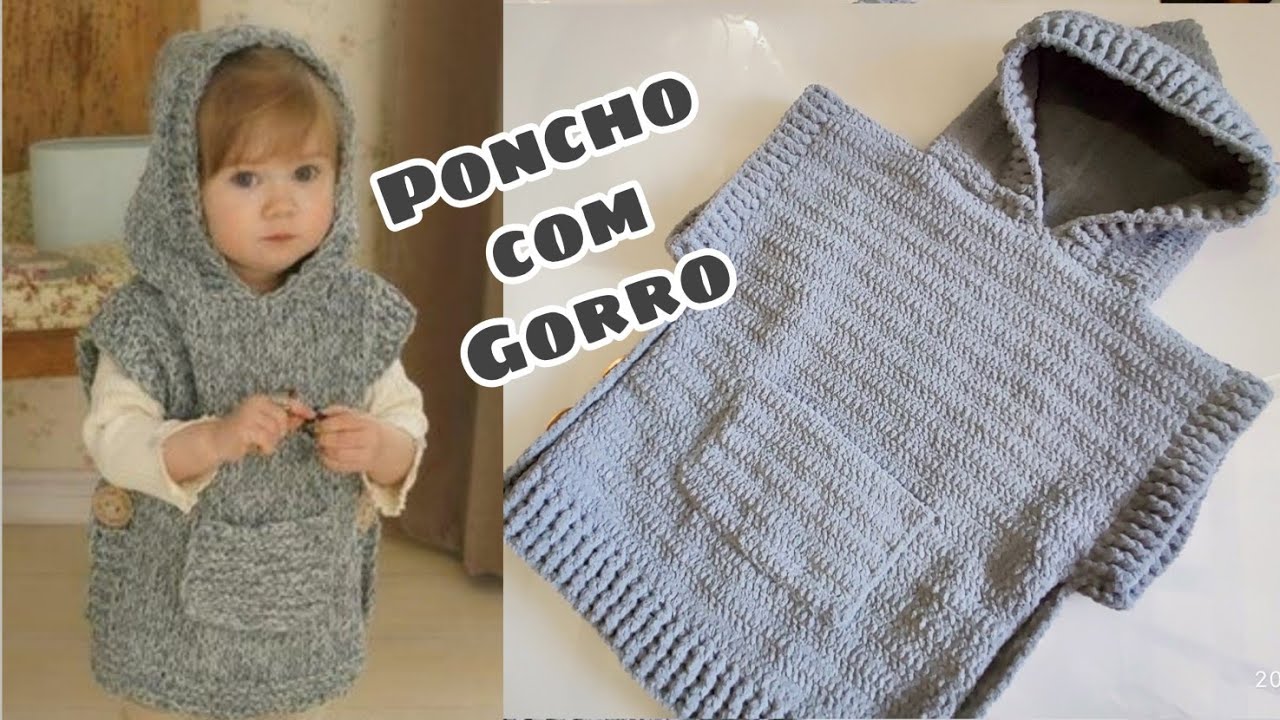 🌼 Poncho com gorro