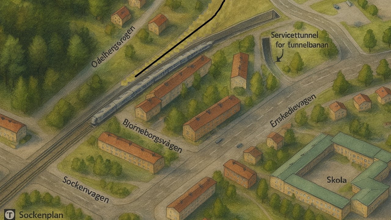Nya tunnelbanan, byggnation vid Sockenplan