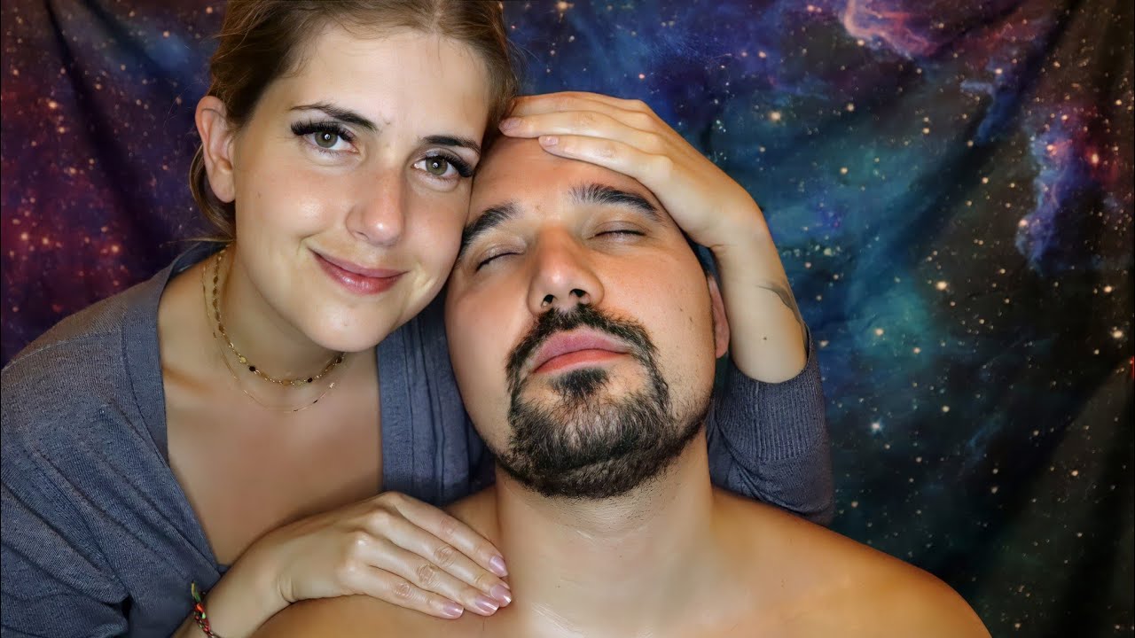 ASMR deutsch | TINGLY Massage for sleep (scalp, neck, shoulder) feat. my husband soft spoken german