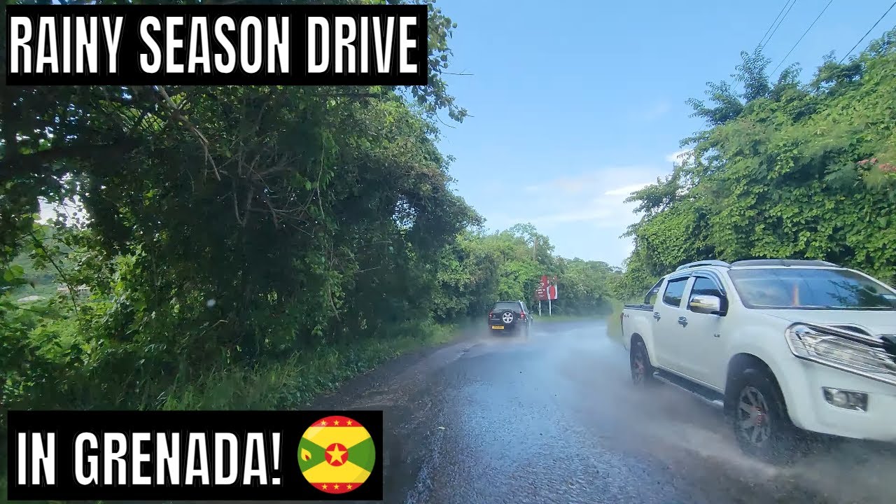 Scenic Rainy Season Drive From Grand Anse to Red Gate Grenada Sunny Afternoon Drive