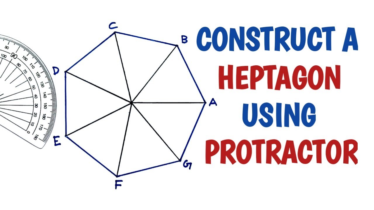 How to draw a regular heptagon using a protractor