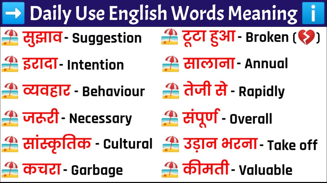 सबसे ज्यादा बोले जाने वाले English Words। Vocabulary Practice - General Classes