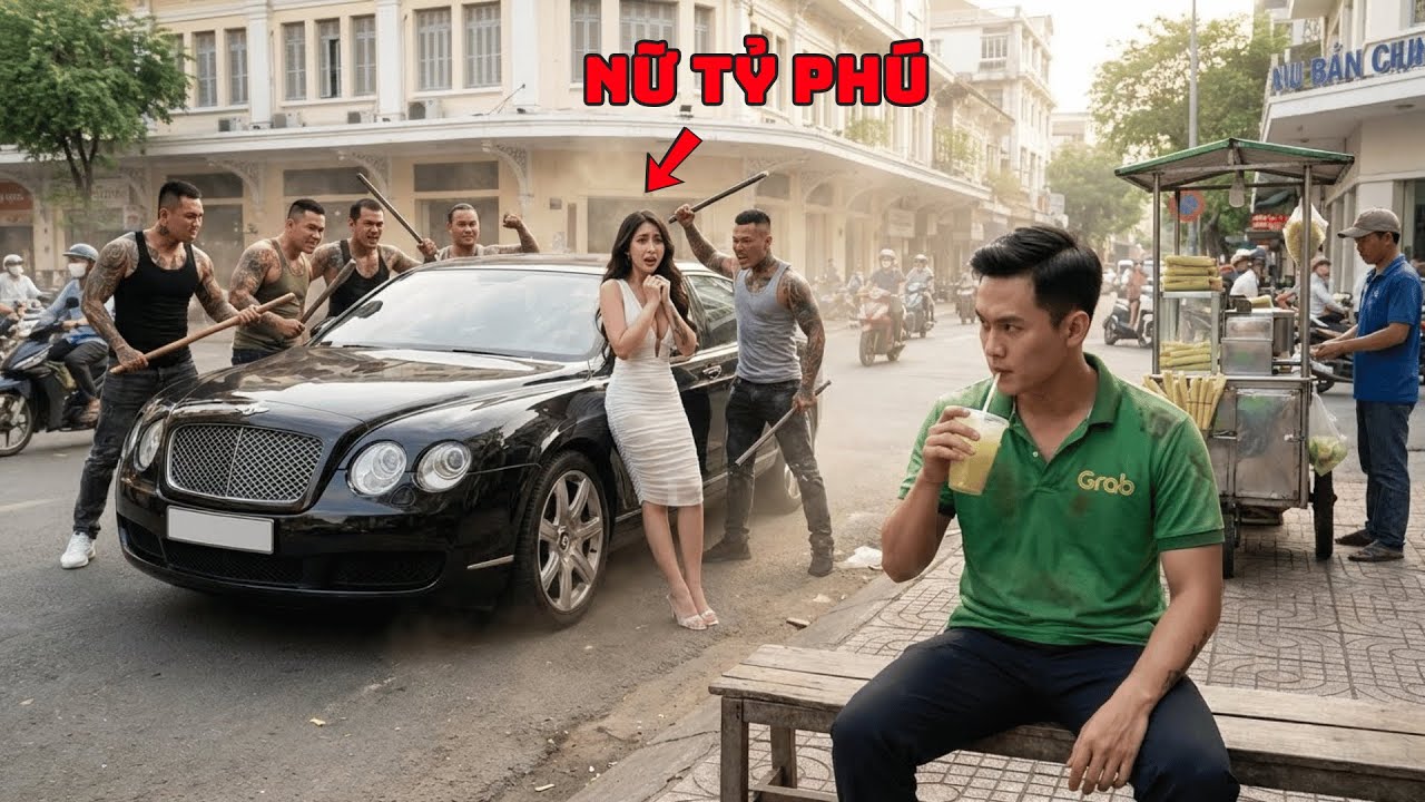 Cả nhóm côn đồ bao vây nữ tỷ phú, anh xe ôm đang uống nước mía 20K đứng dậy đảo ngược tình thế