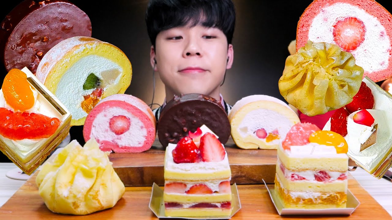 🍰ASMR 몽슈슈 롤케이크 과일케이크 먹방 리얼사운드ロールケーキRoll cake DESSERT MUKBANG