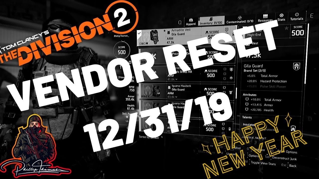 The Division 2 Weekly Vendor Reset 31 December