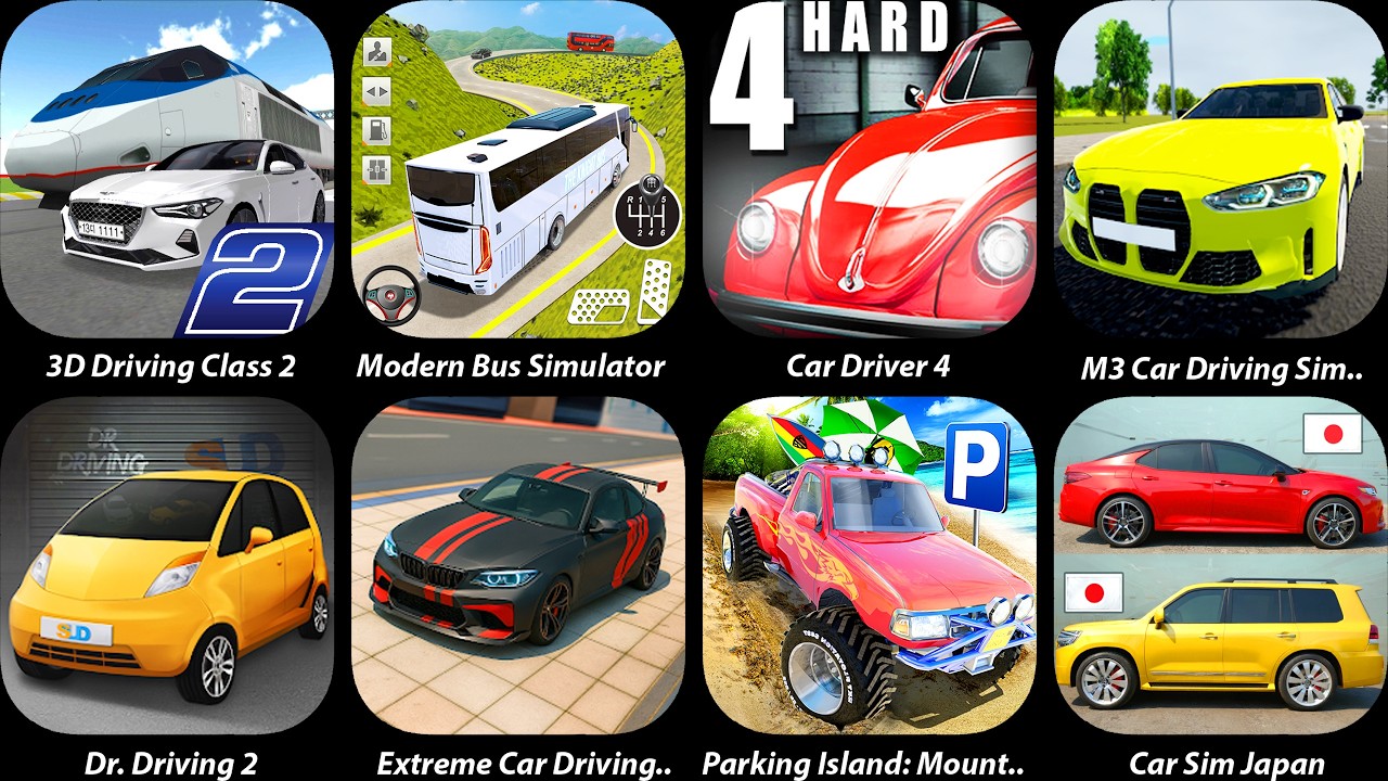 3D Driving Class 2,Modern Car Simulator,Car Driver 4,M3 Car Driving Simulator,Extreme Car Driving
