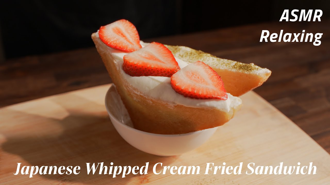 Japanese Whipped Cream Fried Sandwich ASMR Relaxing Cooking