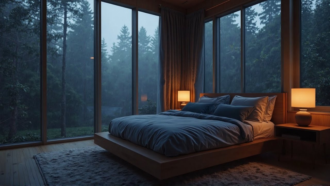 Safe Night Forest Bedroom 🌙 Gentle Rain Sounds for Sleeping (10 Hours)