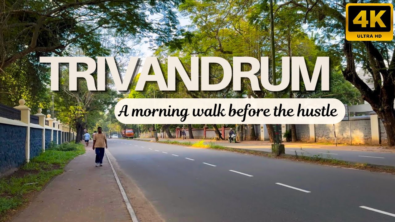 A peaceful morning walk in Trivandrum 🇮🇳 4K | Kowdiar to Thycaud | 