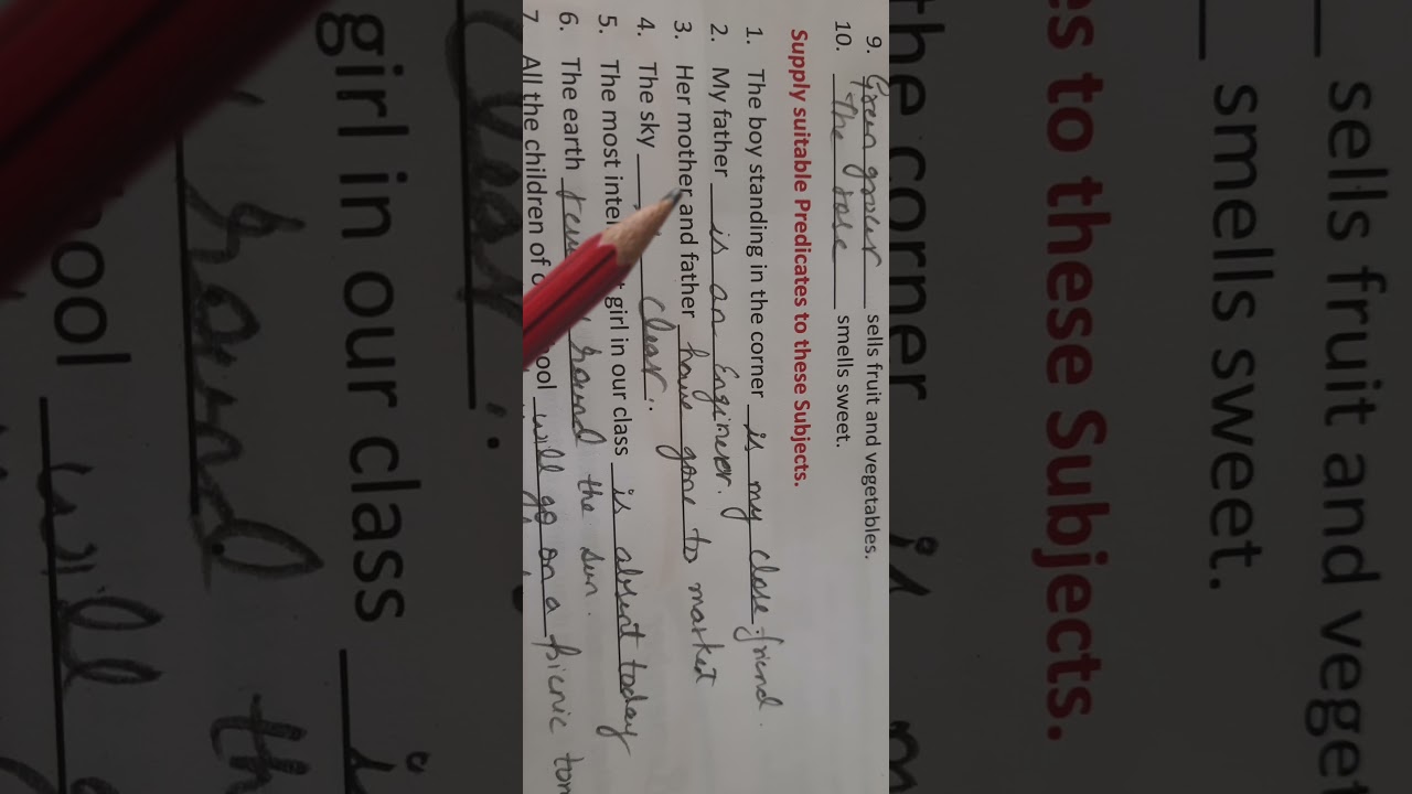 Subject and Predicate (exercises)