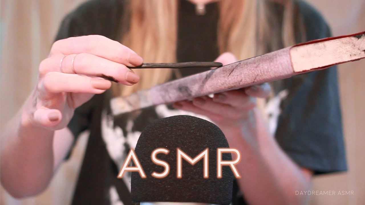 ASMR Artist Charcoal Stick Scratching Sandpaper with Tapping Triggers - (No Talking)