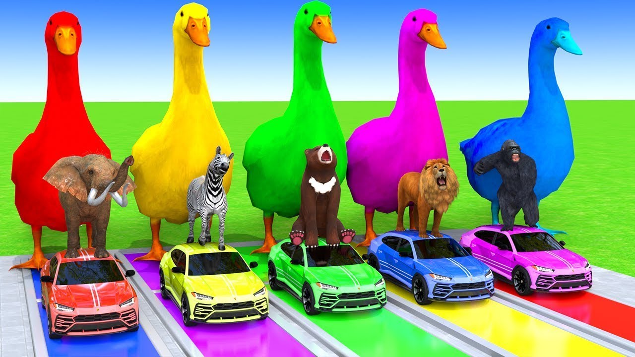 5 GIANT DUCKS and Friends Cross the Famous Fountain in EPIC Animation #038
